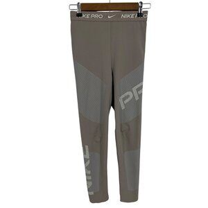 Nike Pro Compression Leggings Gray Striped Design Womens Activewear Size S